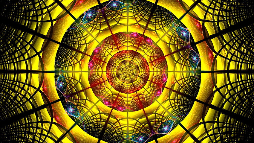 Mandala Pattern Bright Fractal Abstraction Trippy . HD wallpaper