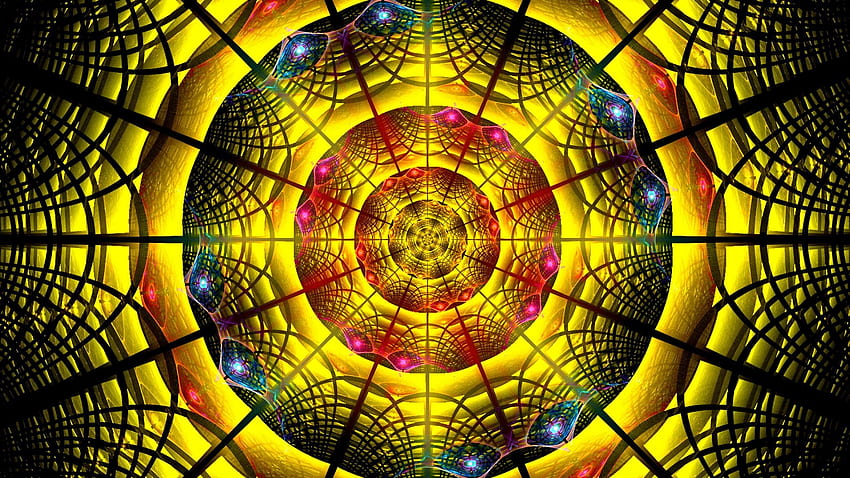 Motif Mandala Abstrait Fractale Lumineux Trippy. Fond d'écran HD