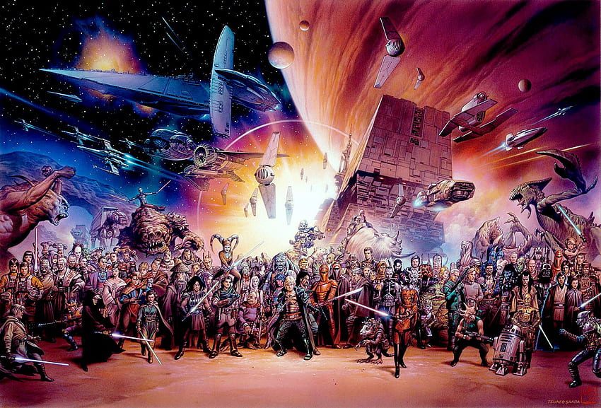 JUBILÄUM. STAR WARS ORIGINAL ART, Star Wars alle Charaktere HD-Hintergrundbild