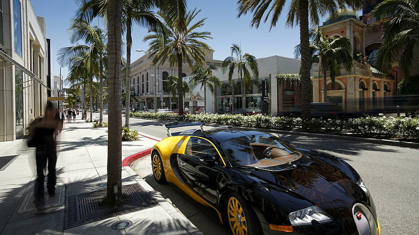 Vehicles On Rodeo Drive, Beverly Hills, Los Angeles, California, United States Of America, North America, T Lapse HD wallpaper