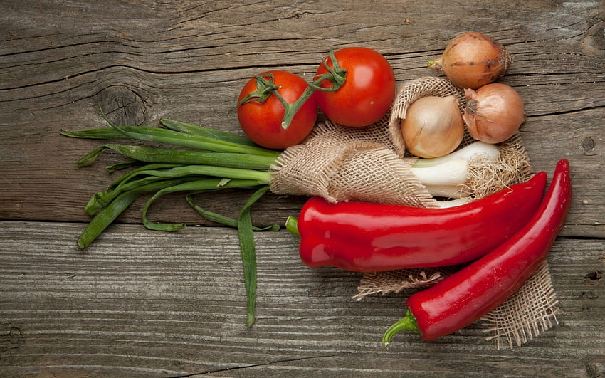 Alimentaire, Légumes, Poivre, Tomate, Ail Fond d'écran HD