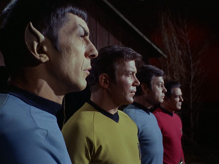 Оригинален сериал Star Trek - стенописи Spock, Kirk, Bones, Scotty HD тапет