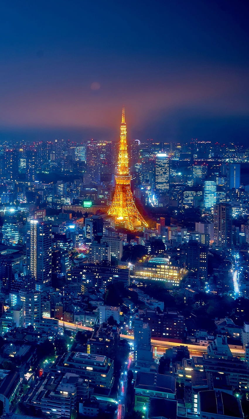 Night View of Tokyo, Japan Cropped HD phone wallpaper