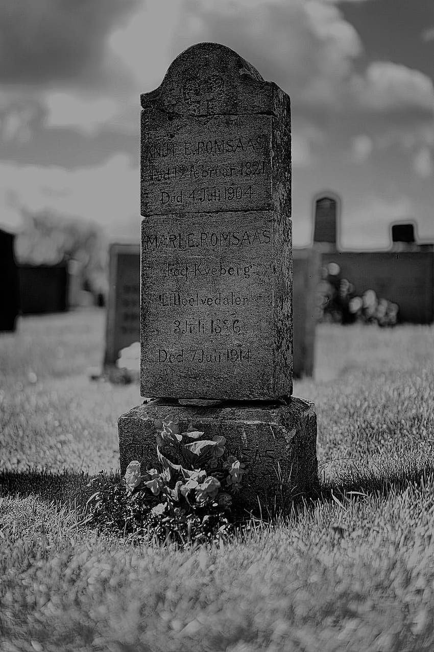 : Friedhof, Grab, Grabstein, Schwarz-Weiß-Grafik, alt, dunkles Grab HD-Handy-Hintergrundbild