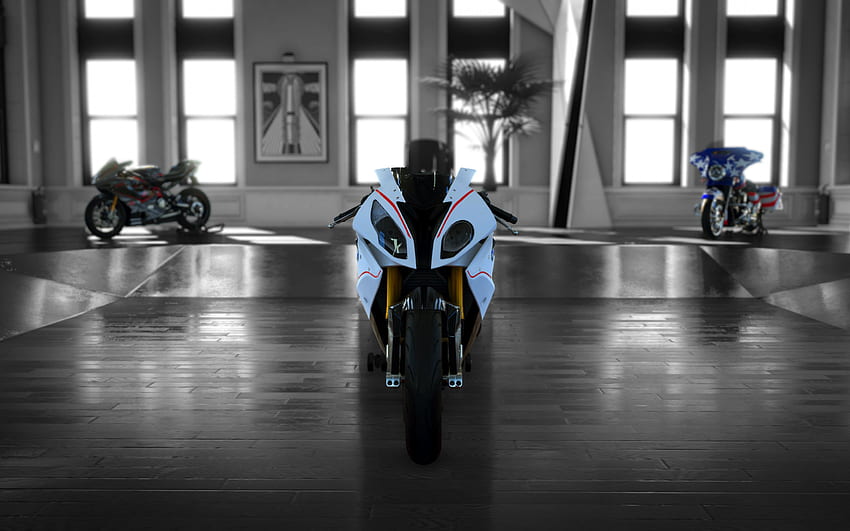BMW S1000 RR, 2021, front view, exterior, new white blue S1000RR, German sportbikes, BMW HD wallpaper