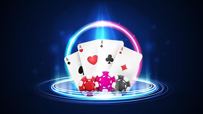 Shine neon Casino carte da gioco con fiches da poker, ologramma al neon 3381355 Vector Art at Vecteezy, Neon Card Sfondo HD