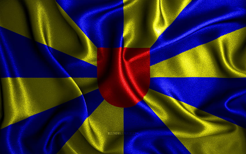 Bandeira da Flandres Ocidental, bandeiras onduladas de seda, províncias belgas, Dia da Flandres Ocidental, bandeiras de tecido, Bandeira da Flandres Ocidental, Arte 3D, Flandres Ocidental, Europa, Províncias da Bélgica, Bandeira 3D da Flandres Ocidental, Bélgica papel de parede HD