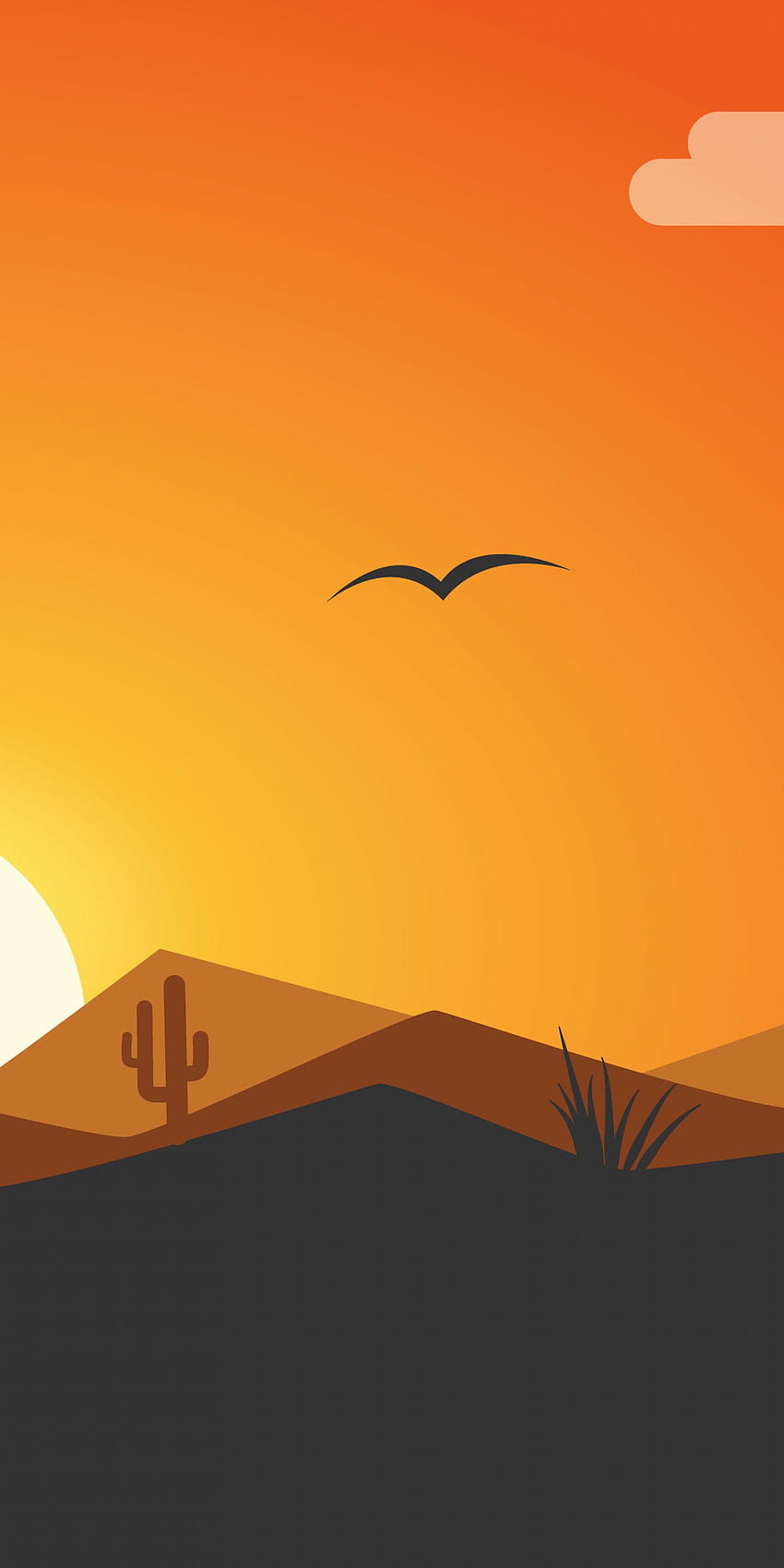 puesta de sol, desierto, mínimo, cielo, lg v30, 1440X2880 fondo de pantalla del teléfono