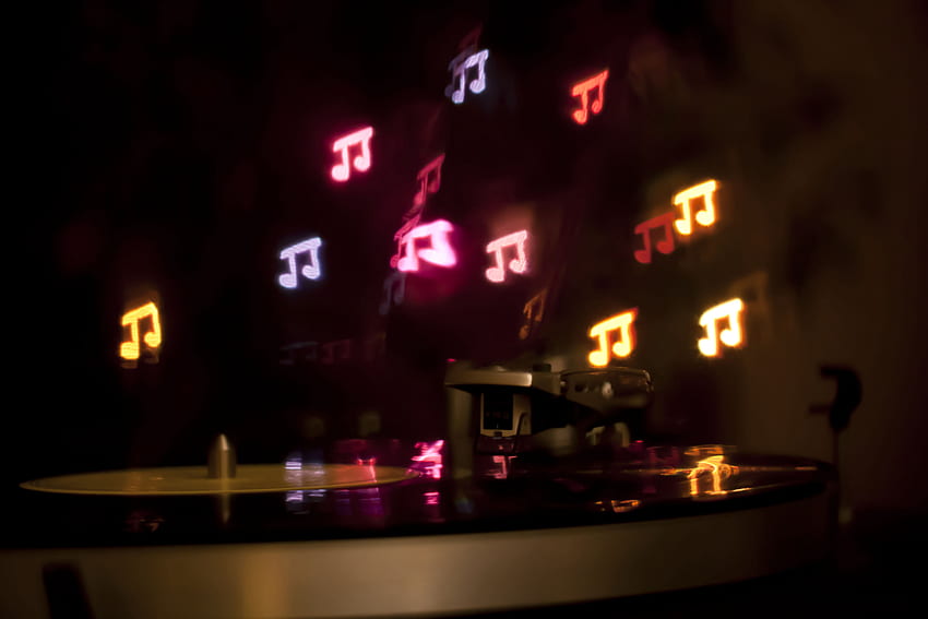Music, Needle, Lights, Glow, Plate, Notes, Vinyl, Turntable, Record Player HD wallpaper