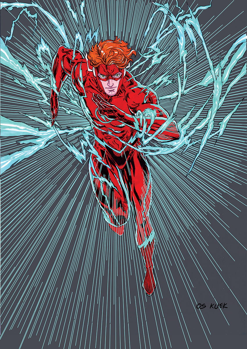Wally West jest Flashem. Sztuka autorstwa Os Kueka. Flash, Wally West, grafika z komiksów Dc, Wally West Rebirth Tapeta na telefon HD