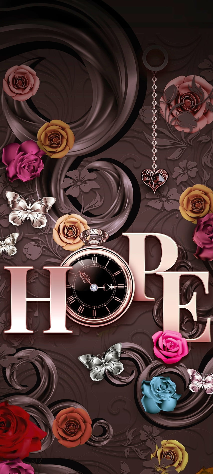 Hoffnung und Blume, rot, schön, Blumen, Produkt, Schmetterling, Luxus, Rose, Uhr HD-Handy-Hintergrundbild