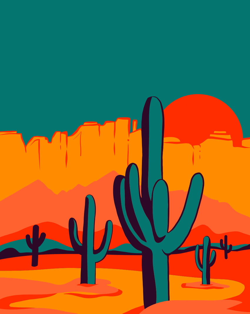 Art mural Saguaro - Cactus Decor Tucson Arizona Arizona Gifts Desert Wall Art Desert Decor Cactus Wall Art Saguaro Cactus Print Colorful in 2021. Art, Arizona illustration, Western wall art Fond d'écran de téléphone HD