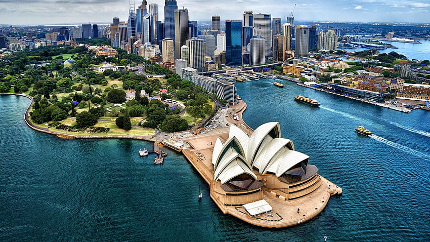 Sydney Harbour, Australia, budynki, widok z lotu ptaka, opera dla telewizji U Tapeta HD