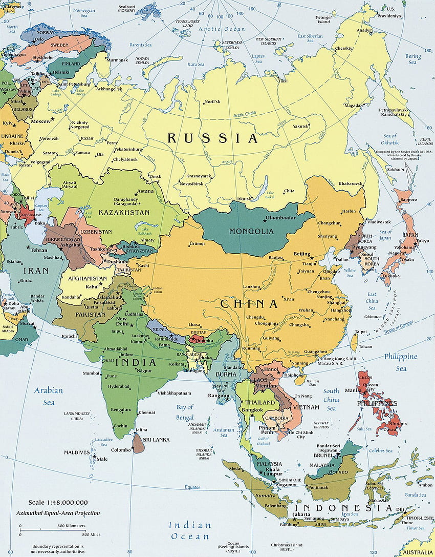 Asia Atlas - 国の地図、アジア大陸 HD電話の壁紙