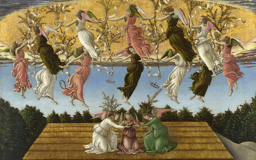 Paintings Boticelli The Mystical Nativity Sandro Botticelli HD wallpaper