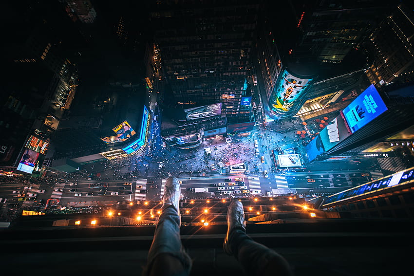 Cities, Usa, View From Above, Legs, Night City, Overview, Review, United States, New York HD wallpaper