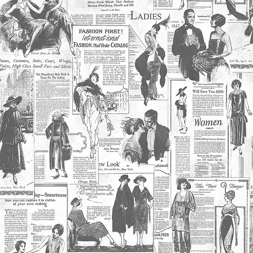 Retro Giornale Vintage Vecchi Annunci Nero Bianco Incolla Sfondo del telefono HD
