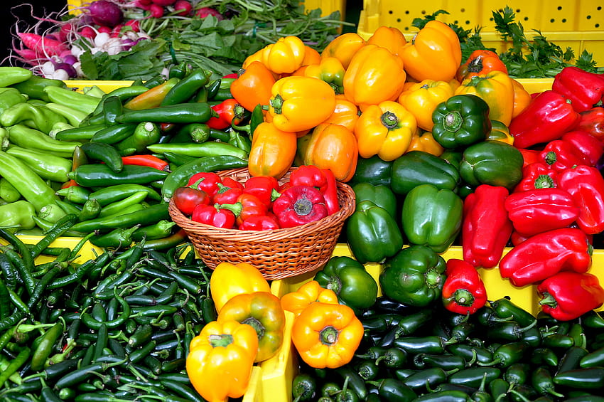 Peppers, vegetable, color, food HD wallpaper