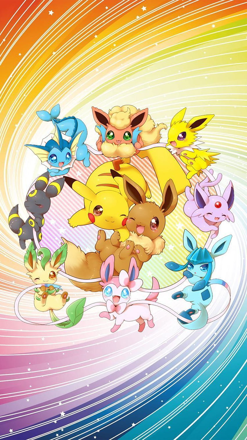 Evoluzioni di Eevee e Pikachu, Pikachu carino ed Eevee Sfondo del telefono HD