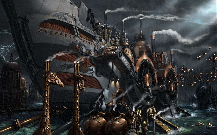 Steampunk-Schiff, Steampunk, Dieselpunk HD-Hintergrundbild
