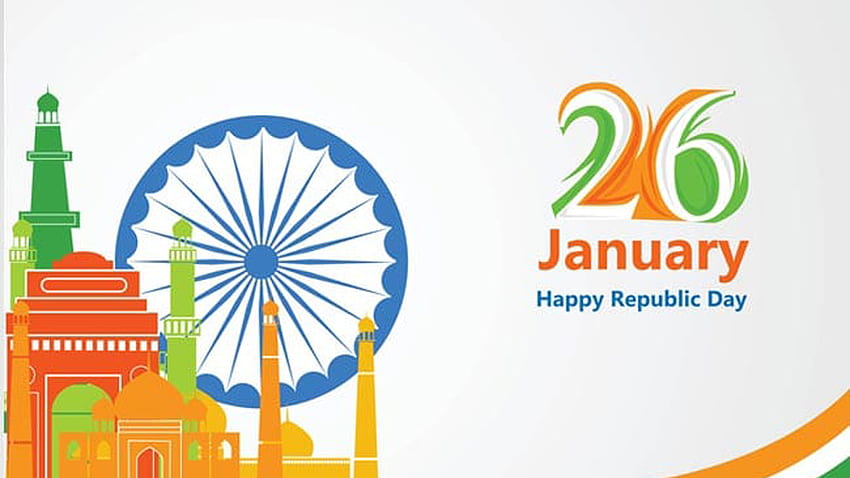 26th January Happy Republic Day Celebration Flag Creative White Background Republic Day HD wallpaper