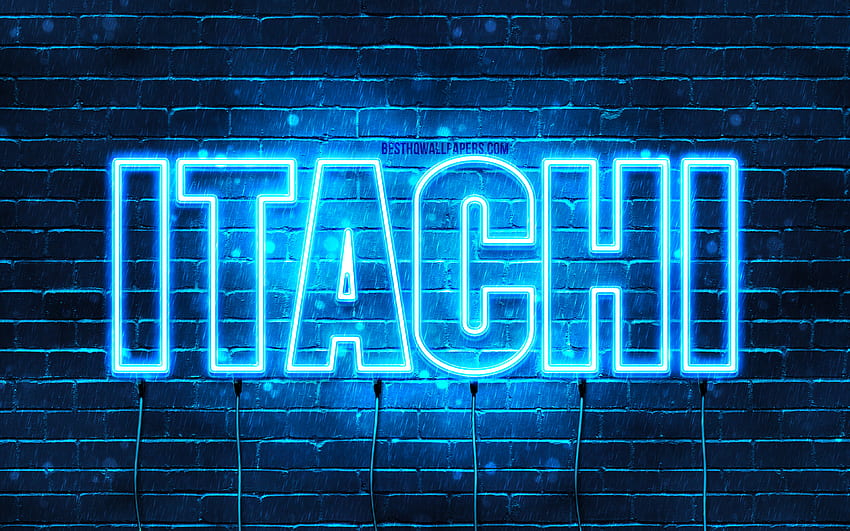 Happy Birtay Itachi, , blue neon lights, Itachi name, creative, Itachi Happy Birtay, Itachi Birtay, popular japanese male names, with Itachi name, Itachi HD wallpaper