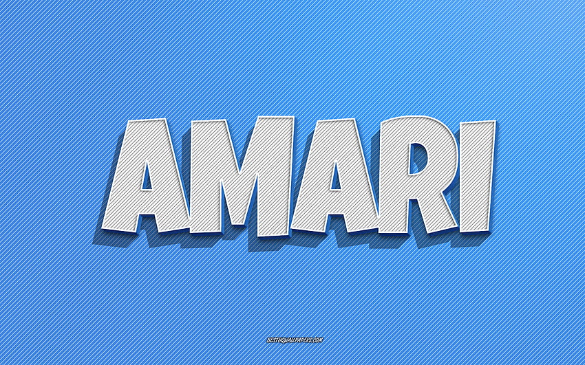 Амари, фон със сини линии, с имена, име Амари, мъжки имена, поздравителна картичка на Амари, щрих, с име Амари HD тапет