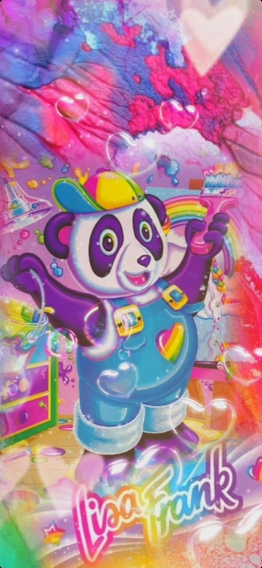 Lisa Frank Panda, ressam, eflatun, gökkuşağı, pembe, Painter_Panda, LisaFrank HD telefon duvar kağıdı
