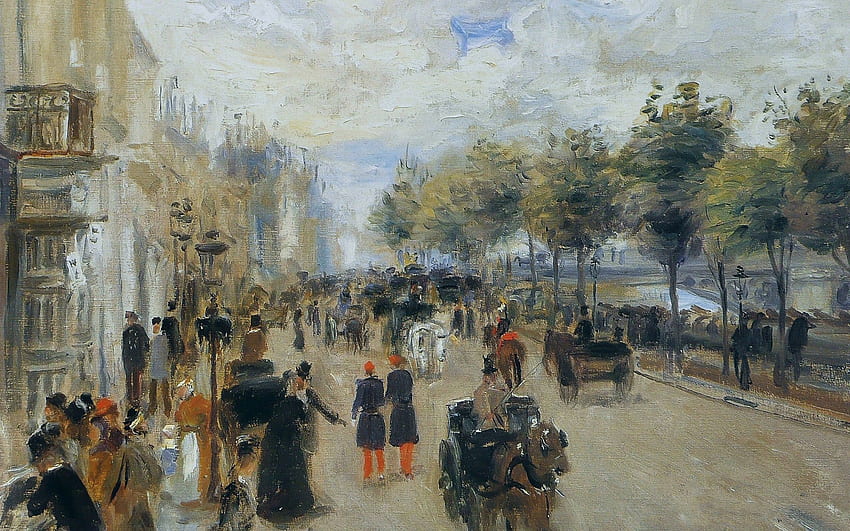 Paryż, malarstwo, sztuka, pictura, ulica, ludzie, pierre auguste renoire, kraj miejski Tapeta HD
