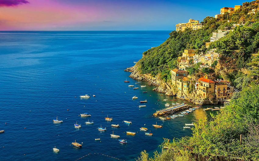 Pantai Amalfi, Italia, pantai, lautan, Pantai Amalfi, italia, alam Wallpaper HD