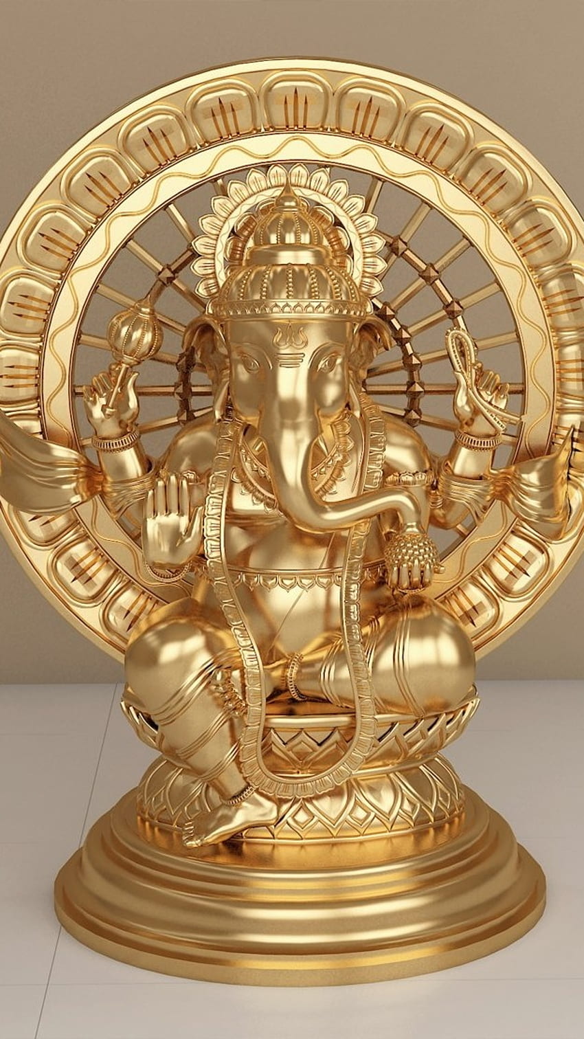 3d Ganesh, Golden, Idol HD phone wallpaper | Pxfuel