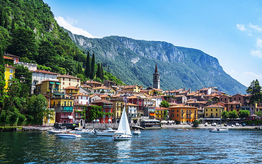 dağ gölü, seyahat, İtalyan gölü, dağlar, Lombardiya, İtalyan Alpleri, Kuzey İtalya için çözümle . Yüksek kalite HD duvar kağıdı