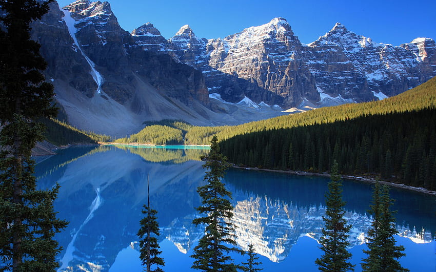 ธรรมชาติ ภูเขา ทะเลสาบ พระเยซูเจ้า ต้นสน ป่า เย็น เงา สีฟ้า ความเย็น วอลล์เปเปอร์ HD