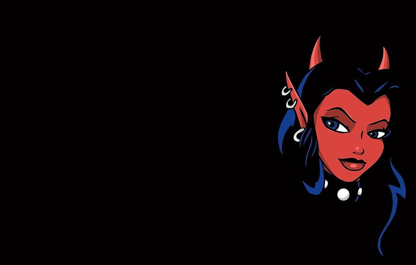 girl, black, cartoon, devil girl for , section Ð¼Ð¸Ð½Ð¸Ð¼Ð°Ð»Ð¸Ð·Ð¼, Satan Girl HD wallpaper