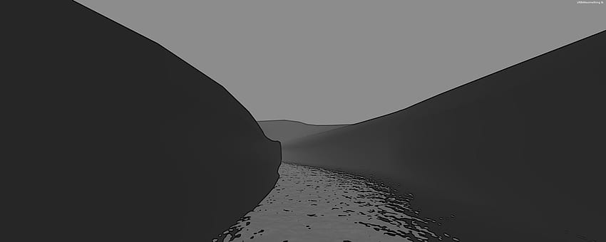 Ciemny kanion z wodą (podwójny monitor) - Zakończone projekty - Blender Artists Community, Czarno-biały podwójny monitor Tapeta HD