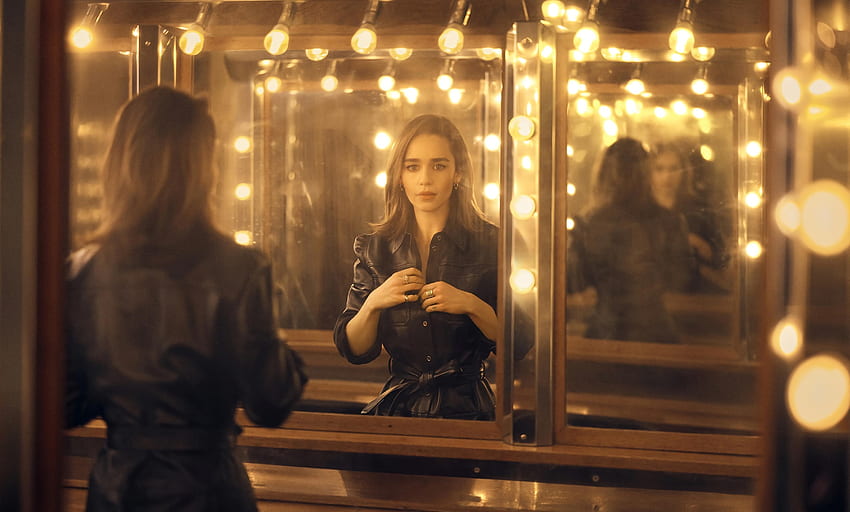 Reflejos de espejo, Emilia Clarke, hermosa fondo de pantalla