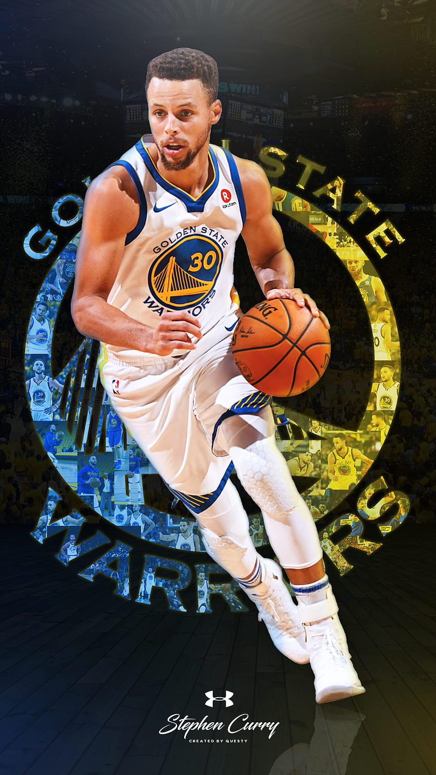 Stephen Curry Golden State Warriors. Creado fondo de pantalla del teléfono