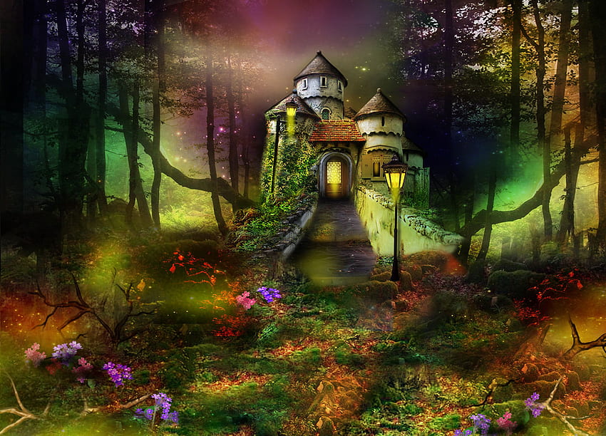 Fantasy Castle in Enchanted Forest . Background HD wallpaper | Pxfuel