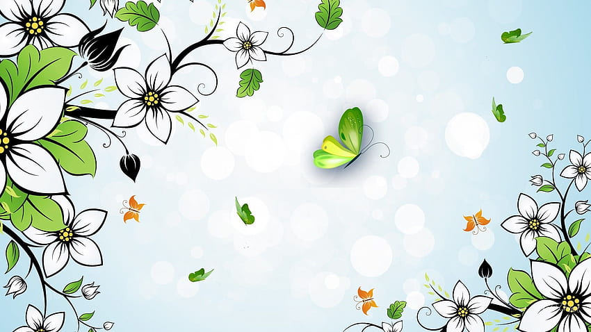 Green Butterfly Cartoon . White flower , Flower, Cute Cartoon Flower HD  wallpaper | Pxfuel