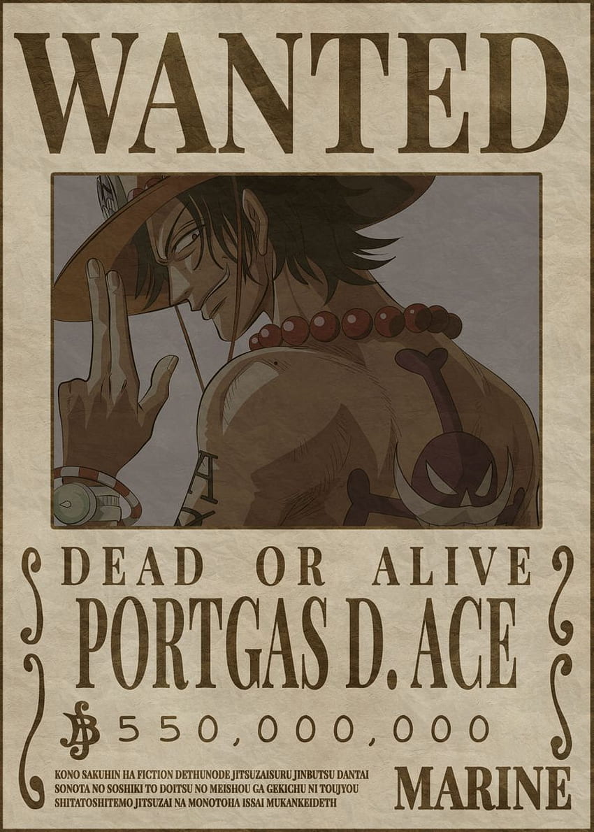 Ace Bounty Wanted Poster' 포스터 by Melvina Poole. 디스플레이. Manga anime one piece, One piece bounties, 원피스 애니메이션, 산지 바운티 HD 전화 배경 화면