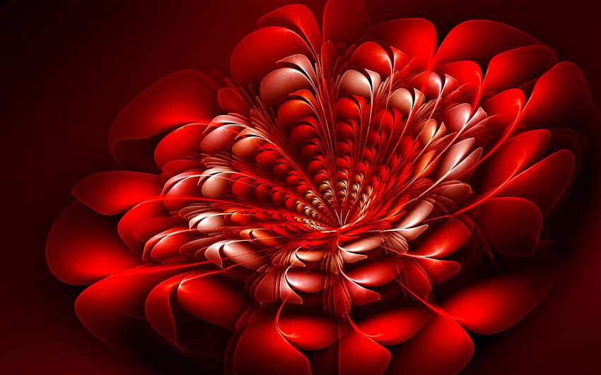 RED FLOWER, digital, art, red, flower HD wallpaper