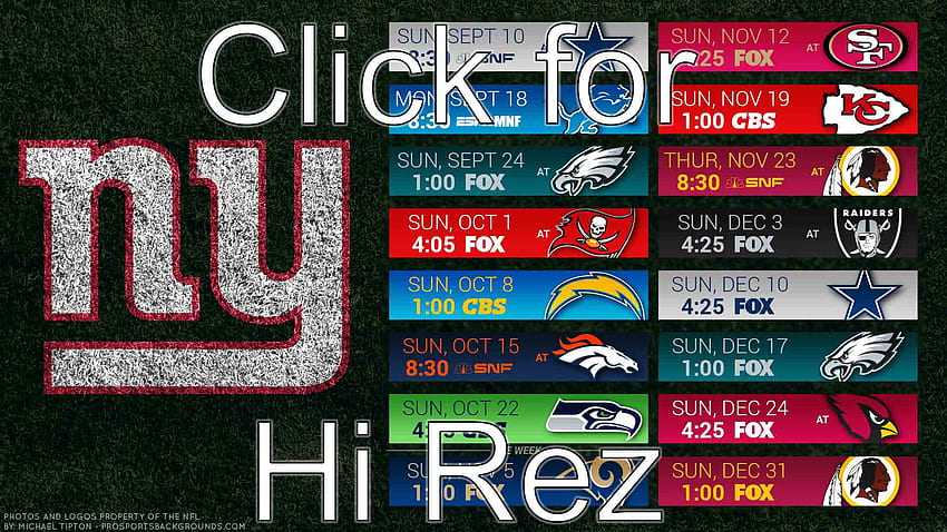 New York Giants schedule for the iPhone lockscreen