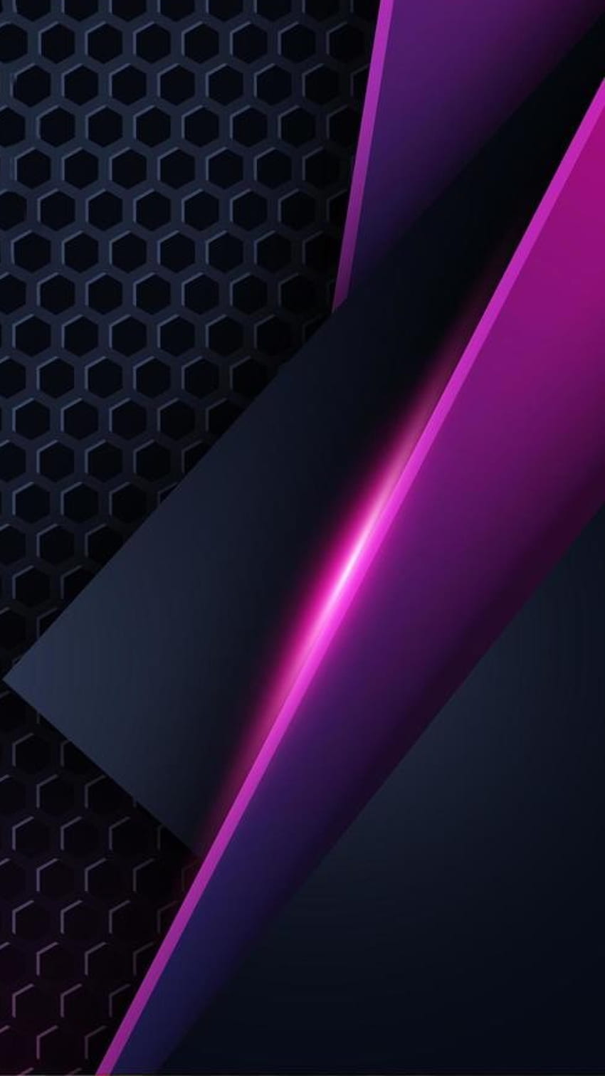 czarna fioletowa siatka neonowa, cyfrowy, 3d, amoled, materiał, nowoczesny, kształty, tekstura, projekt, geometryczny, wzór Tapeta na telefon HD