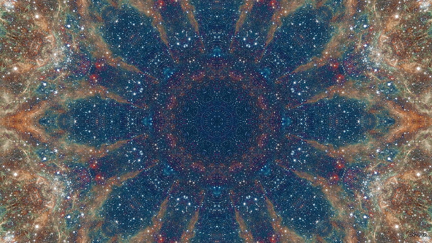 Abstract - Pattern Blue Brown Artistic Manipulation Digital Abstract Mandala Space Galaxy HD wallpaper