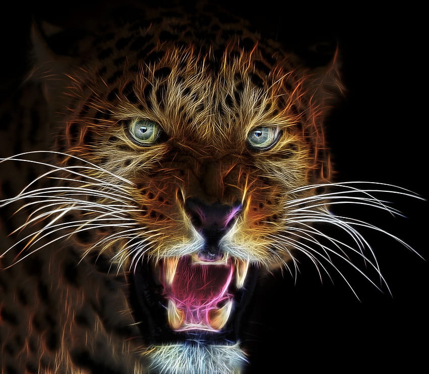 Angry, leopard, muzzle, art HD wallpaper
