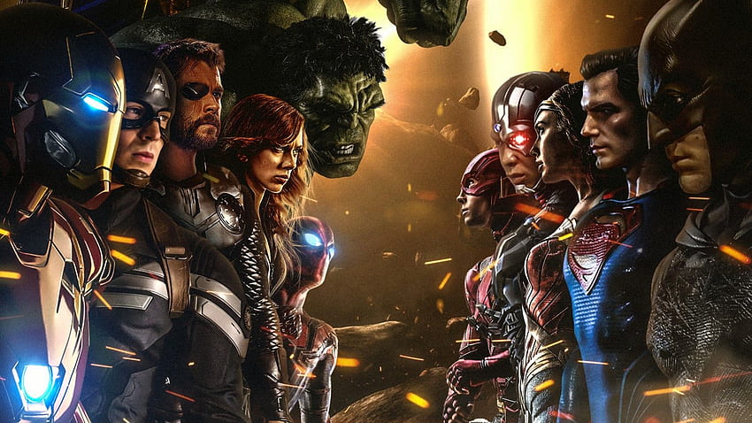Iron Man, Kapitan Ameryka, Thor, Czarna Wdowa, Spider-Man, Team Flash Tapeta HD