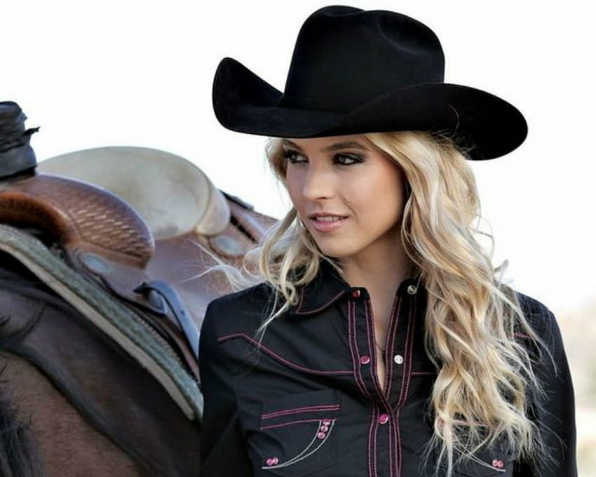 Gadis Cowgirl Cantik, cowgirl, model, topi, wanita Wallpaper HD