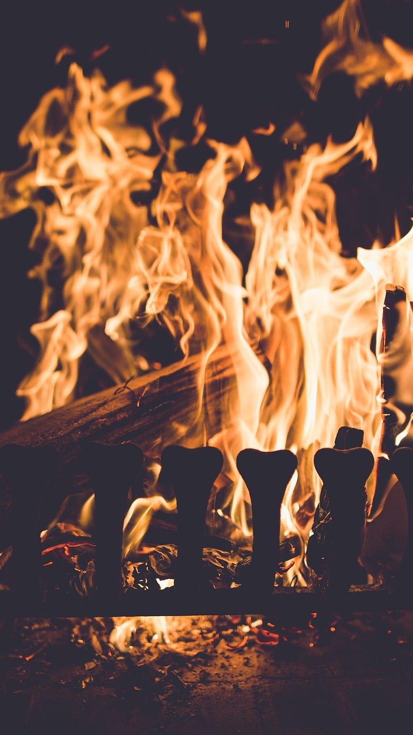 Fire, Woods, Fireplace, Relaxing HD phone wallpaper