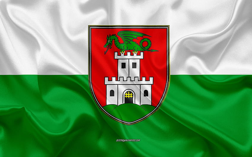 Flagge von Ljubljana, Seidentextur, Ljubljana, slowenische Stadt, Flagge von Ljubljana, Slowenien HD-Hintergrundbild