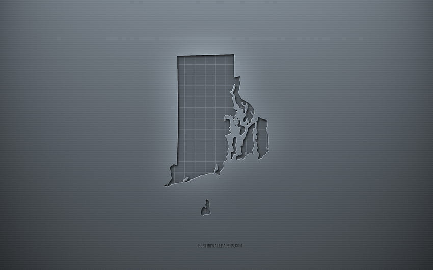 Rhode island map, gray creative background, Rhode island, USA, gray paper texture, American states, Rhode island map silhouette, map of Rhode island, gray background, Rhode island 3d map HD wallpaper